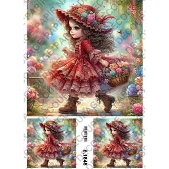 Umělecký papír Rýžový a soft papír na decoupage - Holčička - KB01845 Materiál: Rýžový papír, Rozměr: A4