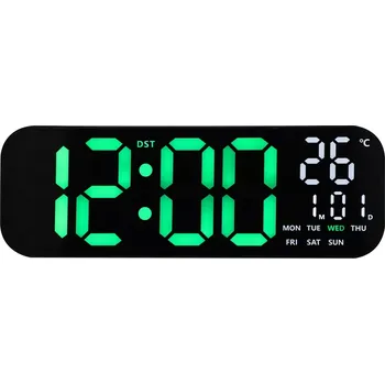 Hodiny JVD Digitální černé nástěnné hodiny s LED zelenými číslicemi JVD DH9016.2 ( )