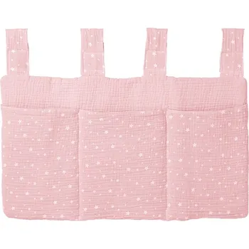 Úložný box Italbaby organizér na postýlku Muslin růžový