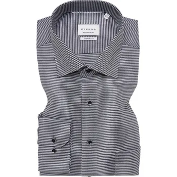 Pánská košile Košile Eterna Comfort Fit Struktur s prodlouženým rukávem šedá velikost: 46, délka rukávu: prodloužený rukáv
