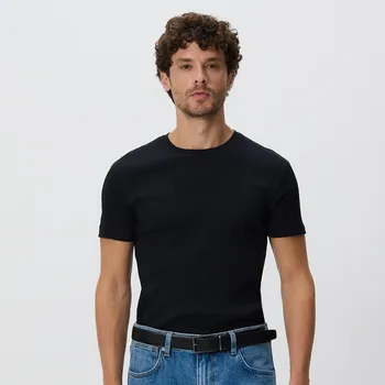 Reserved - Bavlněné tričko slim fit - černý - 250FP-99X - 250FP-99X-XXL