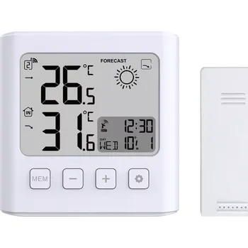 Budík JVD Bílý digitální rádiem řízený budík JVD RB777 (Rádiem řízený čas z Frankfurtu n. M. (RCC))