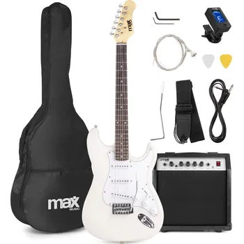 Strunný nástroj Max GigKit Set elektrické kytary se zesilovačem, bílý