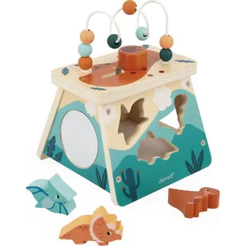 Hračka pro nejmenší Janod Dřevěná multifunkční motorická hračka Sopka Dino