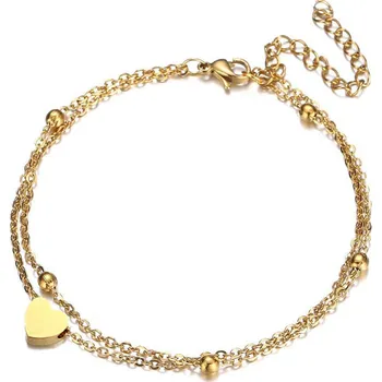 Náramek Meucci Dvojitý nastavitelný náramek SRDCE s kuličkami GOLD