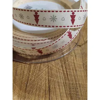 Stuha Vánoční stuha s potiskem stromečku