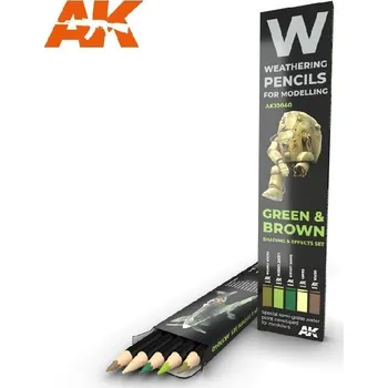 Modelářská barva AK Interactive - AK10040 - Set akvarelových tužek na odřeniny - Green and brown