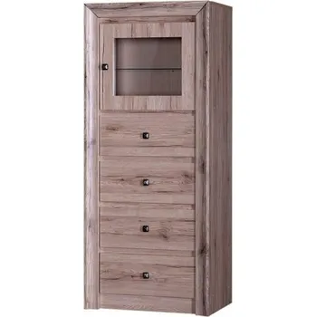 Knihovna Mlot Vitrína Mars MR7 (dub Sanremo tmavý) - SKLADEM 1 ks