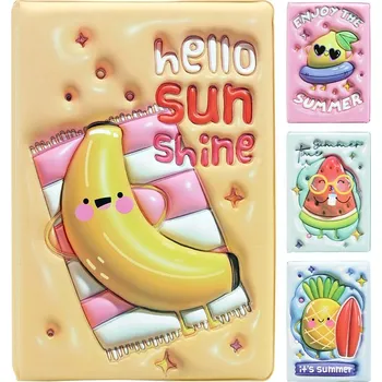 Blok JUNIOR Poznámkový blok / deník A5 /80 listů Ovoce, měkký PU potah (mix 4 vzorů) 590237