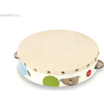 Hračka pro nejmenší Janod Dřevěná tamburína pro děti Confetti s bubnem