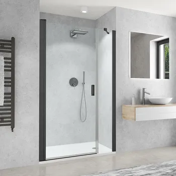 Roth CI FXO+CI PIG Sprchové dveře s univerzálním bočkem 23 cm, pro instalaci do niky, 120 cm, otevírací, Černý elox/Transparent, CI FXO/230_CI PIG/1000_cer