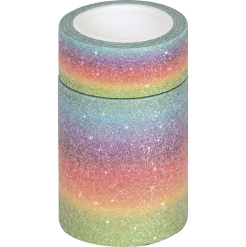Páska lepicí papírová 2ks - glitr pastelová