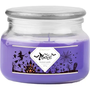 Emocio Sklo 100x79 mm se skleněným víčkem Boo fialová vonná svíčka