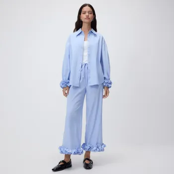 Dámské kalhoty Reserved - Kalhoty s volánky - bleděmodrá - 898HU-05X - 898HU-05X-S