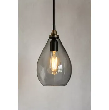 Dekorativní svítidlo BePureHome, šedé závěsné svítidlo se skleněným stínidlem, 15 cm