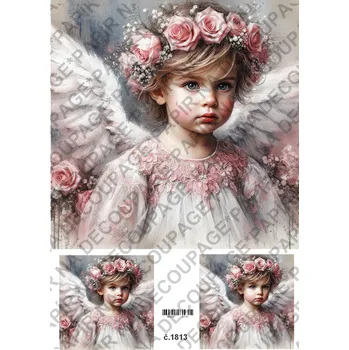 Umělecký papír Rýžový a soft papír na decoupage - Andělka - KB01813 Materiál: Soft, Rozměr: A4