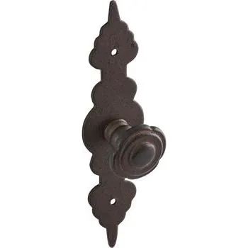 Nábytkové kování Knopka Baron se štítkem o 27 mm, š 28 mm, v 120 mm, želez. antik