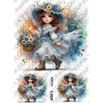Umělecký papír Rýžový a soft papír na decoupage - Holčička - KB01835 Materiál: Soft, Rozměr: A4