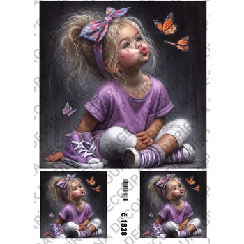 Výtvarný papír Rýžový a soft papír na decoupage - Holčička - KB01828 Materiál: Rýžový papír, Rozměr: A4