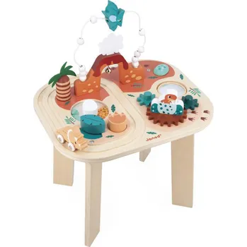 Hračka pro nejmenší Janod Dřevěný motorický stolek Dinosaurus s aktivitami Dino