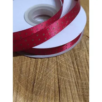 Stuha Saténová stuha s hvězdičkami barva bordó zlatá