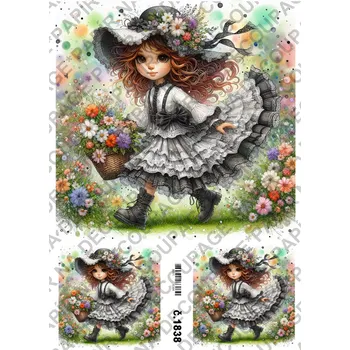 Umělecký papír Rýžový a soft papír na decoupage - Holčička - KB01838 Materiál: Soft, Rozměr: A4