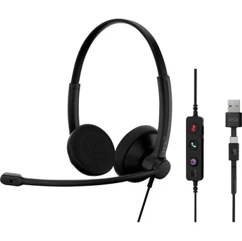 Sluchátka EPOS IMPACT 100 MS Headset otevřená (On Ear) kabelová stereo černá Potlačení hluku headset, Vypnutí zvuku mikrofonu, reg