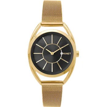 Hodinky MINET Černo-zlaté dámské hodinky ICON BLACK s ocelovým řemínkem MWL5239