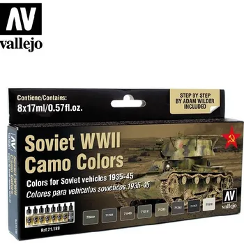 Modelářská barva Vallejo - Model Air Set 71188 Soviet WWII Camo Colors by Adam Wilder 8x17 ml.