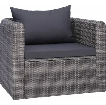 Zahradní křeslo s poduškou a polštářem polyratan šedá