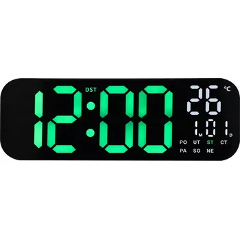 Budík JVD Digitální černé nástěnné hodiny s LED zelenými číslicemi JVD DH9016.1 ( )