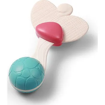 BabyOno Chrastítko s kousátkem Heart 3 m+