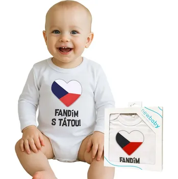 Kojenecký body Body s potiskem New Baby Fandím s tátou - dárkové balení Červená 86 (12-18m)