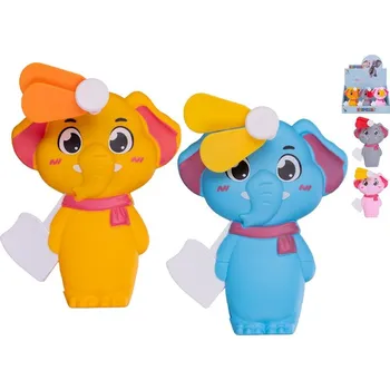 Domácí ventilátor Slon 12 cm s větrákem - mix barev (šedá, žlutá, modrá, růžová)