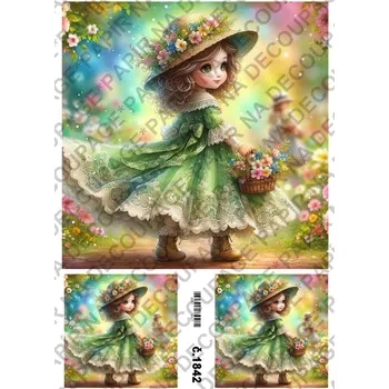 Umělecký papír Rýžový a soft papír na decoupage - Holčička - KB01842 Materiál: Soft, Rozměr: A4