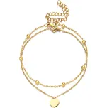 Meucci Dvojitý nastavitelný náramek VISACÍ SRDCE s kuličkami GOLD