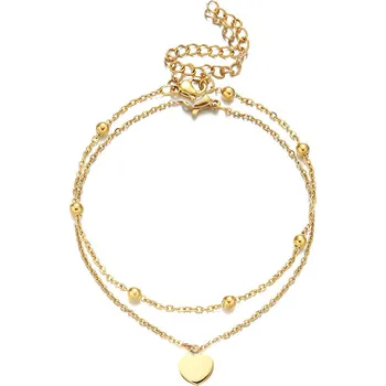 Náramek Meucci Dvojitý nastavitelný náramek VISACÍ SRDCE s kuličkami GOLD