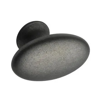 Nábytkové kování Knopka Oval Simple šířka 60 mm, výška 35 mm, zinkový odlitek šedý antik