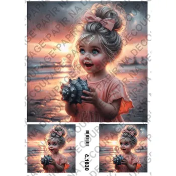 Umělecký papír Rýžový a soft papír na decoupage - Holčička - KB01830 Materiál: Soft, Rozměr: A4