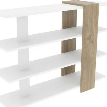 Knihovna Knihovna Nur White and Walnut, bílá