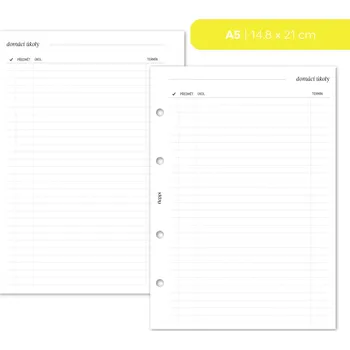 Diář Fleppi Náplň do diáře - Domácí úkoly Vyberte velikost náplně: A5 - 4 dírky