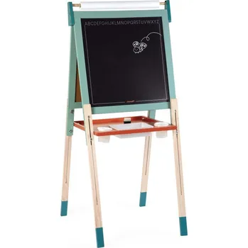 Magnetická kreslící tabulka Janod Oboustranná dřevěná magnetická tabule polohovatelná mentolová