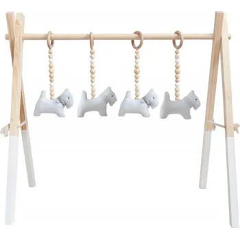 Hrací deka Caramella Pure Grey dřevěná hrací hrazda šedá