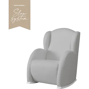 Křeslo Kojicí houpací křeslo Micuna Flor Slow System – Šedá eko kůže