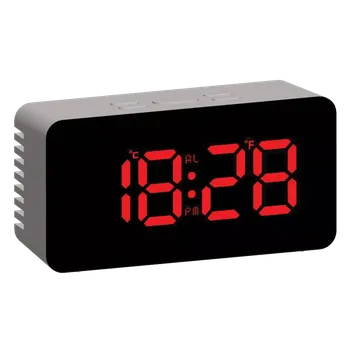 Budík JVD Digitální budík do sítě s červenými LED svítícími čísly JVD SB3658.7 (SENZOR STMÍVÁNÍ)