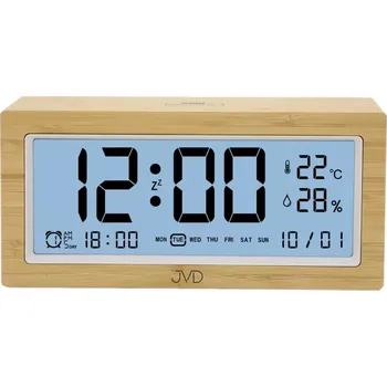 Budík JVD Svítící digitální budík JVD SB2897 v imitaci dřeva (s teploměrem a vlhkoměrem)