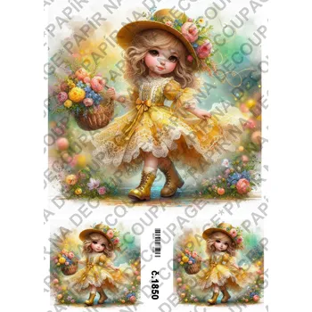 Umělecký papír Rýžový a soft papír na decoupage - Holčička - KB01850 Materiál: Soft, Rozměr: A4