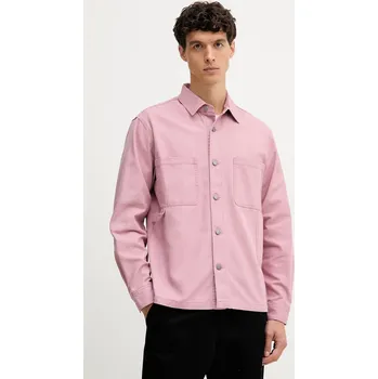 Pánská košile Džínová košile United Colors of Benetton pánská, růžová barva, regular, s klasickým límcem, 5QHDUQ060 34X, vel. XL