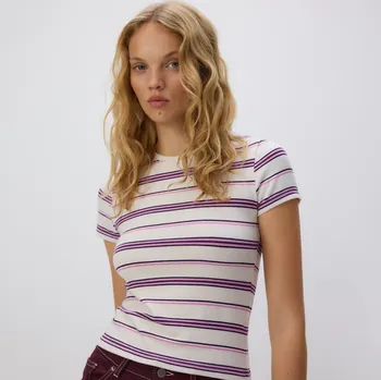 Dámské tričko Reserved - Pruhované tričko - tmavě fialová - 357FS-49X - 357FS-49X-L