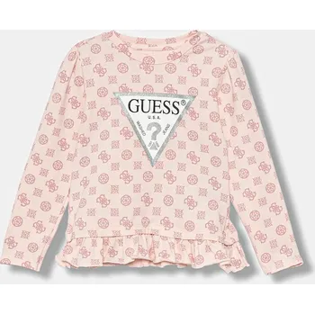 Dívčí tričko Dětské tričko s dlouhým rukávem Guess růžová barva, K5BI05 J1314 K5BI05.J1314.9BYA 30X, vel. 105-112